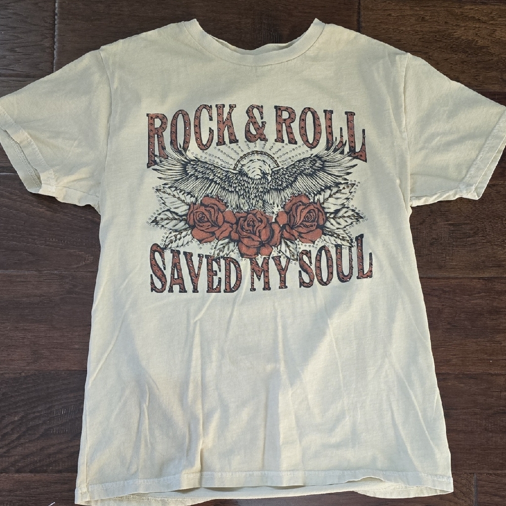 Rock & Roll Graphic Cream T-Shirt